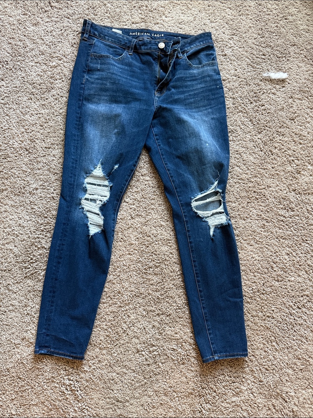 American Eagle Outfitters Skinny Ripped Dark Blue Jeans